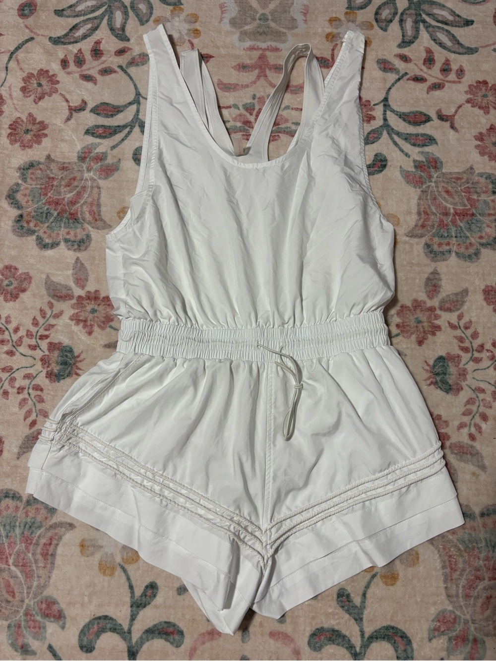 Free People White Drawstring Waist Sleeveless Romper